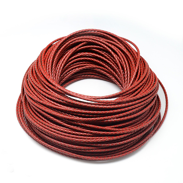 

PandaHall Leather Braided Cord, Red, 6mm, about 54.68 yards(50m)/bundle Leather Round Red