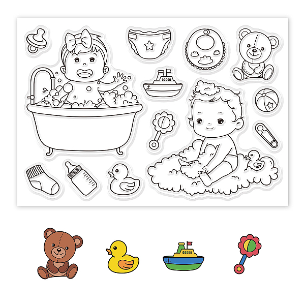 

PandaHall PVC Plastic Stamps, for DIY Scrapbooking, Photo Album Decorative, Cards Making, Stamp Sheets, Baby Pattern, 16x11x0.3cm Plastic...