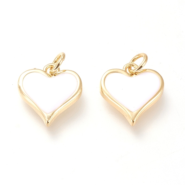 

PandaHall Real 18K Gold Plated Brass Charms, with Enamel and Jump Rings, Long-Lasting Plated, Heart, White, 14x13x2.8mm, Jump Ring: 5x1mm...