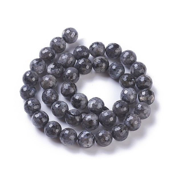 PandaHall Natural Larvikite Beads Strands, Faceted, Round, 10~10.5mm, Hole: 1mm, about 38~40pcs/strand, 15.3 inch~15.75 inch(39~40cm)...