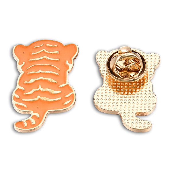 

PandaHall Tiger Shape Enamel Pin, Light Gold Plated Alloy Animal Badge for Backpack Clothes, Nickel Free & Lead Free, Chocolate, 28x18.5mm..., Brown
