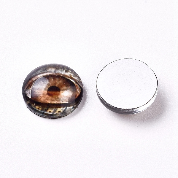 

PandaHall Glass Cabochons, Half Round/Dome with Animal Eye Pattern, Peru, 19.9x6.3mm Glass Half Round Brown