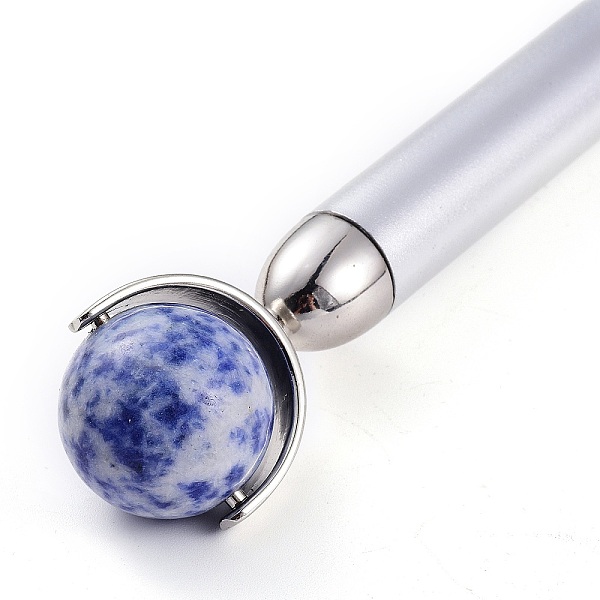 

PandaHall Natural Sodalite Massage Tool Skin Care, Facial Rollers, with Plastic Findings, Silver, 156x30~31x16~26mm Sodalite Others Silver