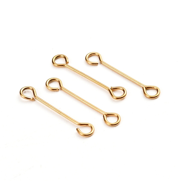 

PandaHall Ion Plating(IP) 304 Stainless Steel Eye Pins, Double Sided Eye Pins, Golden, 16x0.6mm, Hole: 1mm 304 Stainless Steel