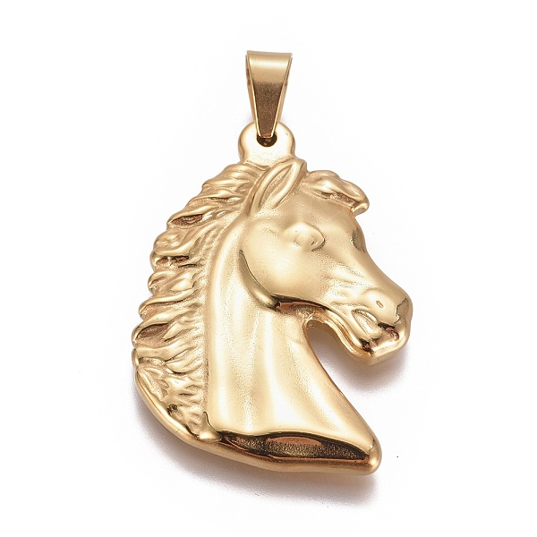 

PandaHall 304 Stainless Steel Pendants, Horse Head, Golden, 41x28.5x4mm, Hole: 5x7mm 304 Stainless Steel Horse