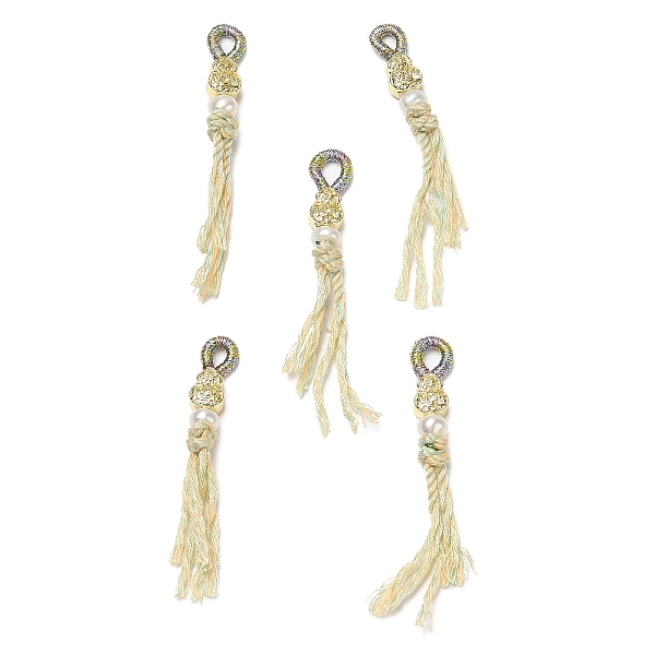

PandaHall Round Pearl Tassel Big Pendants, Brass Gourd Charms with Fringe Cotton Cord, Real 14K Gold Plated, 53~55x6x5.5mm, Hole: 4x2.5mm...
