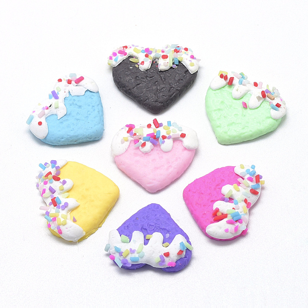 

PandaHall Handmade Polymer Clay Cabochons, Heart, Mixed Color, 20~21x22~24x4~6mm Polymer Clay Heart Multicolor