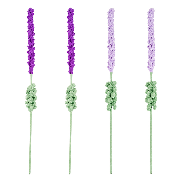 PandaHall 4Pcs 2 Colors Crochet Polyester Lavender Flower Ornaments, Artificial Flower, for Wedding Home Decorations, Mixed Color, 402x26mm...