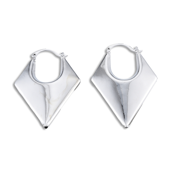 

PandaHall Brass Chunky Rhombus Hoop Earrings for Women, Nickel Free, Real Platinum Plated, 48x33x7.5mm, Pin: 1mm Brass Rhombus