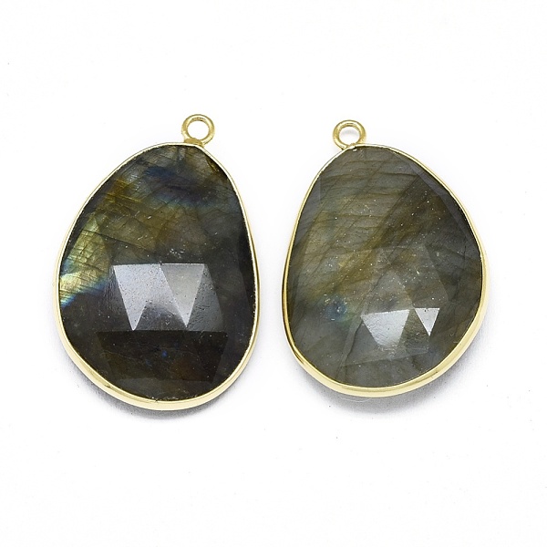 

PandaHall Natural Labradorite Pendants, with Brass Findings, Faceted, Golden, 32x21x7mm, Hole: 2mm Labradorite Others