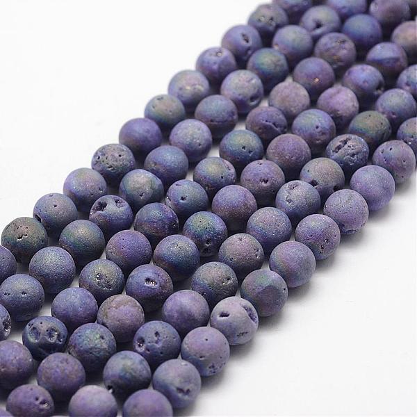 

PandaHall Electroplated Natural Quartz Crystal Beads Strands, Druzy Geode Crystal, Round, Purple, 8mm, Hole: 1mm, about 50pcs/strand, 15.3...