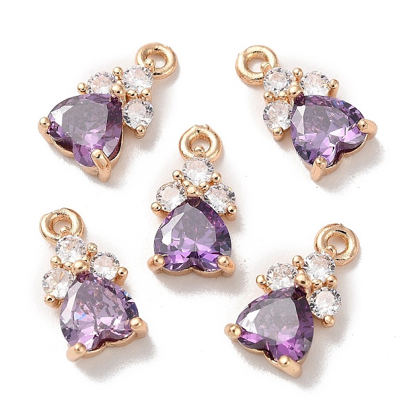 

PandaHall K9 Glass Charms, with Light Gold Tone Brass Findings and Rhinestone, Heart Charms, Amethyst, 13x7x4mm, Hole: 1.2mm K9 Glass Heart..., Purple
