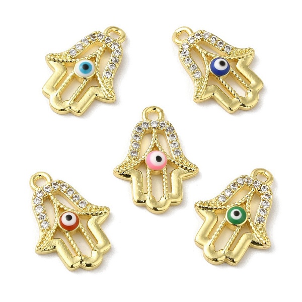 

PandaHall Rack Plating Brass Micro Pave Cubic Zirconia Pendants, with Enamel, Long-Lasting Plated, Lead Free & Cadmium Free, Hamsa Hand..., Multicolor