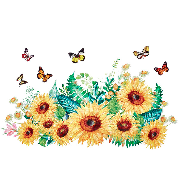 

PandaHall GORGECRAFT 2 Sheet 23.6x11.2 Inch Sunflower Wall Stickers Colorful Daisy Flowers Butterflies Waterproof Removable Wall Decals for...