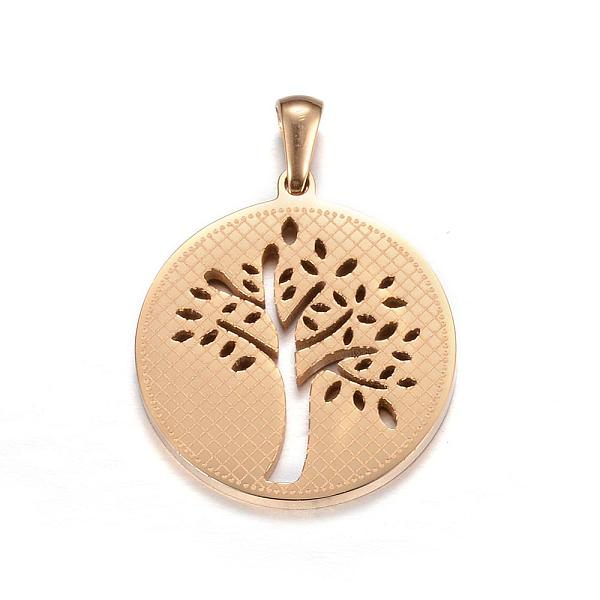 

PandaHall Ion Plating(IP) 304 Stainless Steel Pendants, Flat Round with Tree of Life, Golden, 27.5x25x2mm, Hole: 7x3mm 304 Stainless Steel...