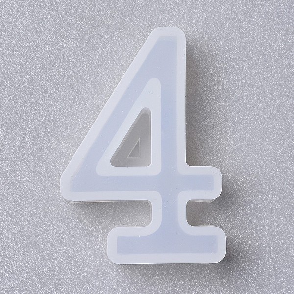 

PandaHall Silicone Molds, Resin Casting Molds, For UV Resin, Epoxy Resin Jewelry Making, Number, Num.4, 4.2x2.9x1.1cm Silicone Number