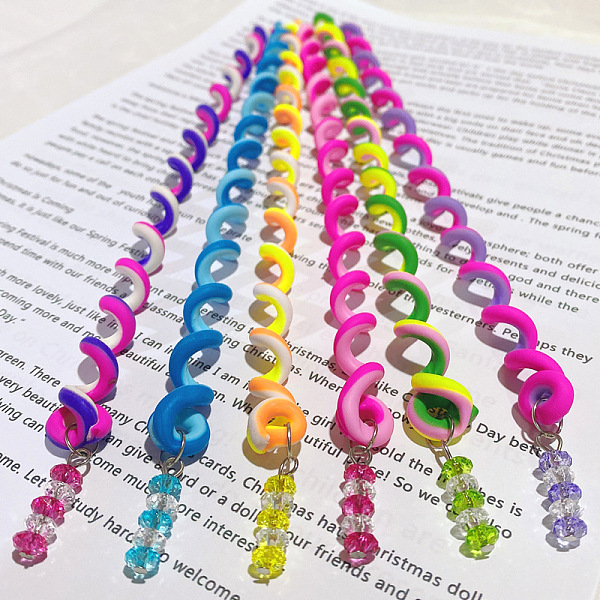 

PandaHall Synthetic Rubber Hair Styling Twister Clips, Braided Rubber Hair Band Spiral Spin Hair Tool for Girl Women, Mixed Color, 240mm..., Multicolor