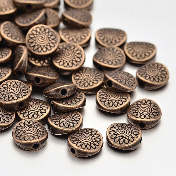 

PandaHall Tibetan Style Alloy Beads, Lead Free & Nickel Free & Cadmium Free, Flat Round, Red Copper Color, about 8.5mm long, 8.5mm wide...