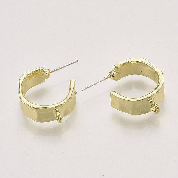 

PandaHall Alloy Stud Earring Findings, Half Hoop Earrings, with Loop, Light Gold, 22x7mm, Hole: 2mm, Pin: 0.6mm Alloy Letter
