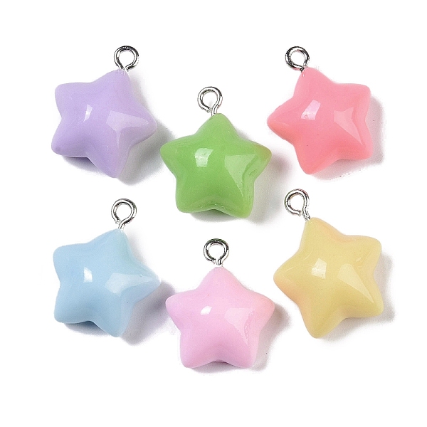 

PandaHall Opaque Resin Pendants, with Loop, Star, 20x16.5x9mm, Hole: 2mm Iron+Resin Star