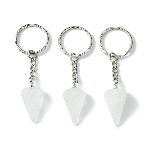 

PandaHall Natural Quartz Crystal Cone Pendant Keychain, with Platinum Tone Brass Findings, for Bag Jewelry Gift Decoration, 8cm Quartz...