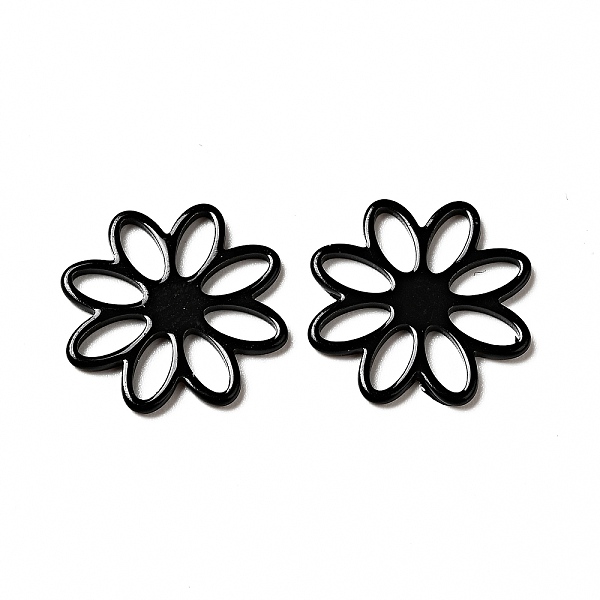 

PandaHall Spray Painted 201 Stainless Steel Filigree Joiners, Flower, Black, 16x1mm, Inner Diameter: 2.5x4.5mm 201 Stainless Steel Flower...