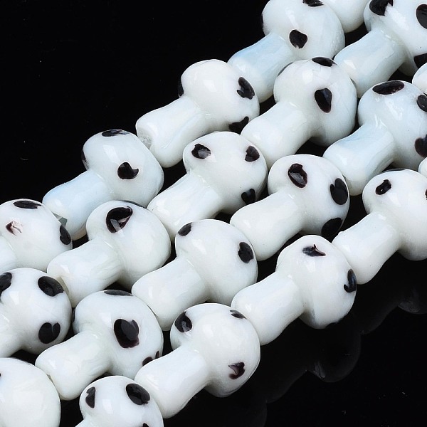 

PandaHall Mushroom Handmade Lampwork Beads Strands, White, 12.5~14x10~11mm, Hole: 1.2~1.5mm, about 24~25pcs/strand, 12.20 inch~12.99 inch...
