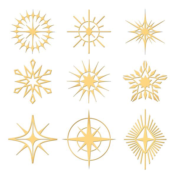 

PandaHall 9Pcs Nickel Custom Self-adhesive Picture Stickers, Metal Decals, Golden, Star, 40x40mm Nickel Star