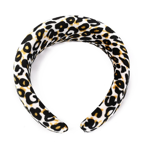 

PandaHall Velvet Hair Bands, with Sponge inside, Leopard Print, Black, 15~40mm, Inner Diameter: 140x115mm Cloth Black