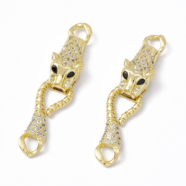 

PandaHall Rack Plating Brass Micro Pave Clear & Black Cubic Zirconia S-Hook Clasps, Long-Lasting Plated, Cadmium Free & Lead Free, Leopard...