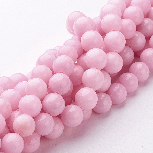 

PandaHall Natural Mashan Jade Round Beads Strands, Dyed, Pearl Pink, 10mm, Hole: 1mm, about 41pcs/strand, 15.7 inch Mashan Jade Round Pink