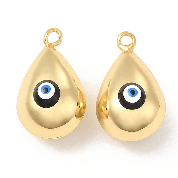 

PandaHall Brass Pendants, with Enamel, Real 18K Gold Plated, Long-Lasting Plated, Teardorp with Evil Eye Charm, Black, 26x15.5x15mm, Hole...