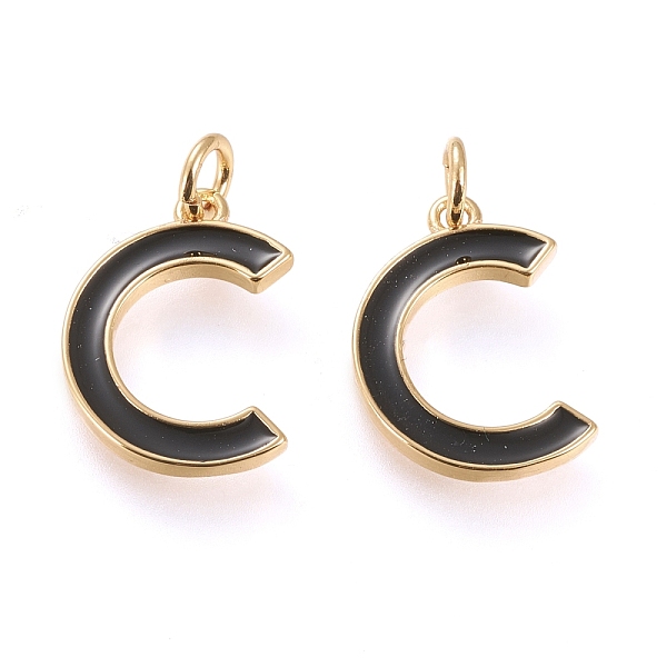 

PandaHall Brass Enamel Pendants, with Jump Ring, Long-Lasting Plated, Real 18K Gold Plated, Letter.C, Black, Letter.C, C: 17x12x1.8mm, Jump...