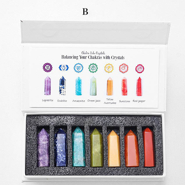 

PandaHall Point Tower Chakra Natural & Synthetic Mixed Stone Healing Stone Wands Set, Reiki Stones Statues for Energy Balancing Meditation...