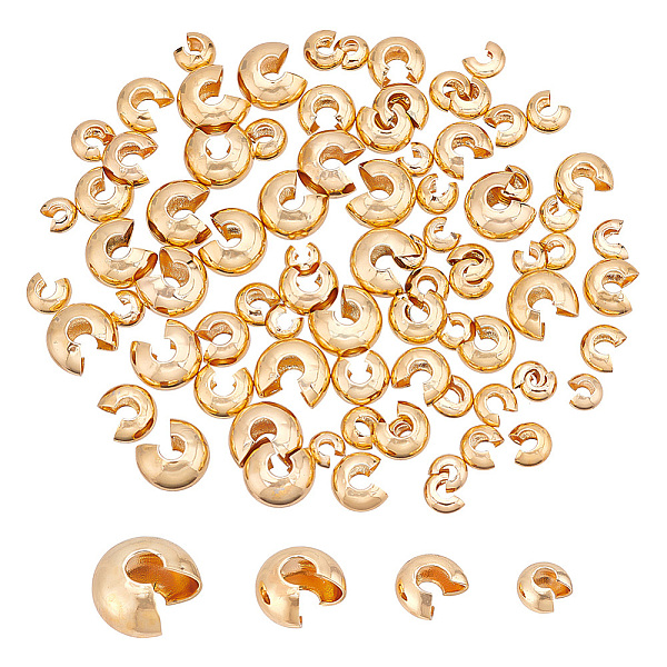 

PandaHall arricraft 80 Pcs Brass Crimp Beads Covers, 4 Styles Gold Half Round Open Tube Bead Knot Cover for Bracelet Earrings Jewelry DIY...