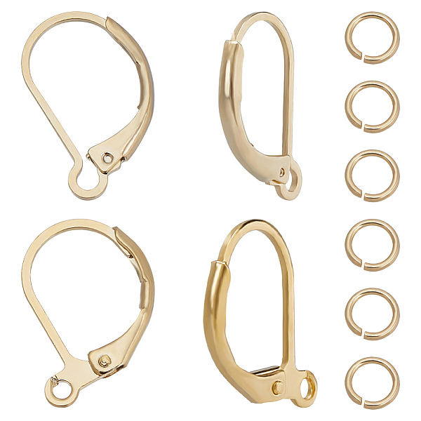 

PandaHall CREATCABIN 40Pcs 2 Styles Brass Leverback Earring Findings, with 40Pcs Open Jump Rings, Real 24K Gold Plated, 15.5~15.6x10x1.5~2mm...