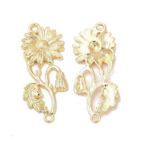 

PandaHall Brass Link Connector Charms, Flower, Real 18K Gold Plated, 37.5x16.5x2mm, Hole: 1.8mm Brass Flower
