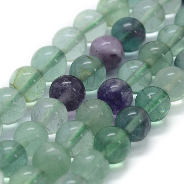 PandaHall Natural Fluorite Beads Strands, Round, 6mm, Hole: 0.8mm, about 62pcs/strand, 15.3 inch(39cm) Fluorite Round