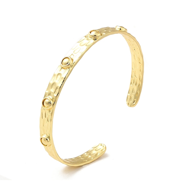 

PandaHall Rack Plating Brass Flat Round Hammered Open Cuff Bangle for Women, Lead Free & Cadium Free, Real 18K Gold Plated, Inner Diameter...