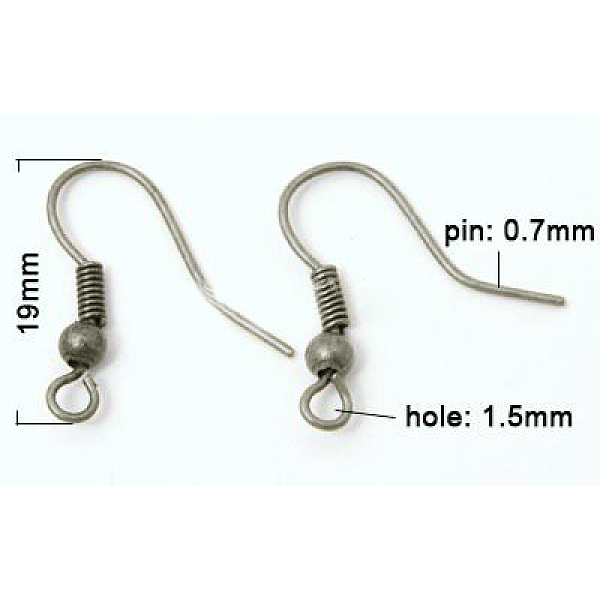 

PandaHall Brass Earring Hooks with Bead Charms, Nickel Free, Platinum, 19mm, Hole: 1.5mm, Pin: 0.7mm Brass