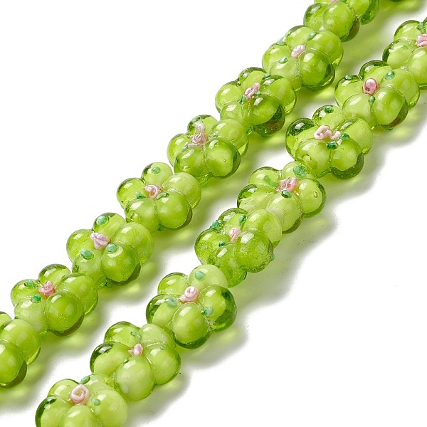 

PandaHall Handmade Lampwork Beads Strands, Bumpy, Flower, Yellow Green, 13.5~14x14.5~15x7~8mm, Hole: 1.4mm, about 28pcs/strand, 14.57 inch...