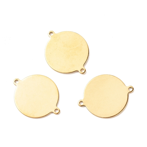 

PandaHall Ion Plating(IP) 201 Stainless Steel Links Connectors, Flat Round, Golden, 25x20x1mm, Hole: 1.5mm 201 Stainless Steel Flat Round