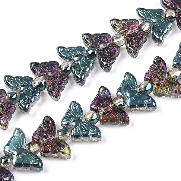 

PandaHall Electroplate Glass Beads Strands, Butterfly, Purple, 7.5~8x14.5~15x4mm, Hole: 0.8mm, about 66~69pcs/strand, 23.23~24.41 inch...