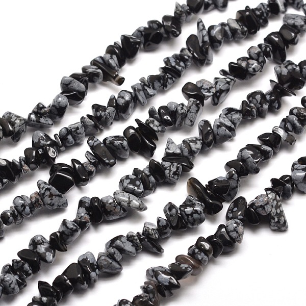 

PandaHall Snowflake Obsidian Chip Bead Strands, 5~8x5~8mm, Hole: 1mm, about 31.5 inch Snowflake Obsidian Chip