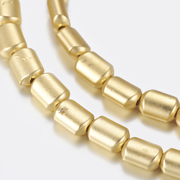 

PandaHall Non-magnetic Synthetic Hematite Beads Strands, Frosted, Rectangle, Matte, Golden Plated, 8.5~9x6x3.5mm, Hole: 1mm, about...
