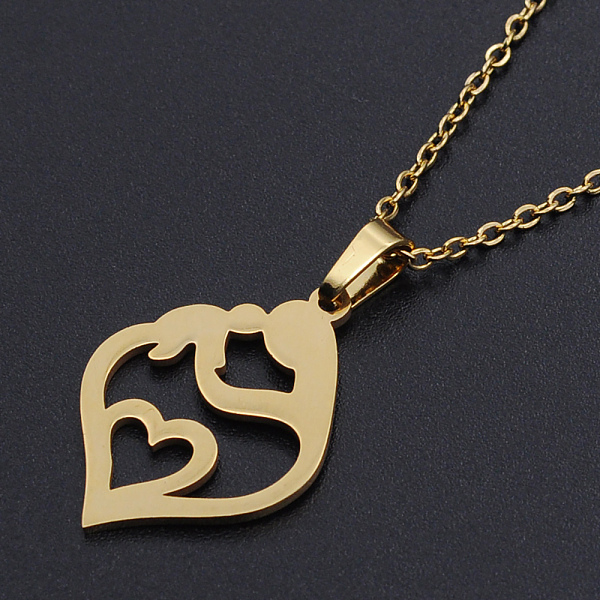 

PandaHall Mother's Day Gifts, 201 Stainless Steel Pendants Necklaces, with Cable Chains and Lobster Claw Clasps, Mother & Son, Golden, 17.71...