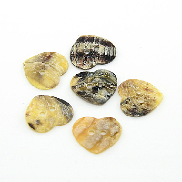 

PandaHall Mother of Pearl Buttons, Akoya Shell Button, Heart, Mixed Color, 15x15x1.5mm, Hole: 1.5mm Mother of Pearl Heart Multicolor