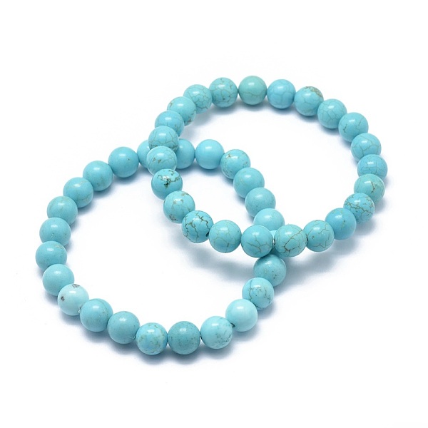 Natural Howlite Bead Stretch Bracelets