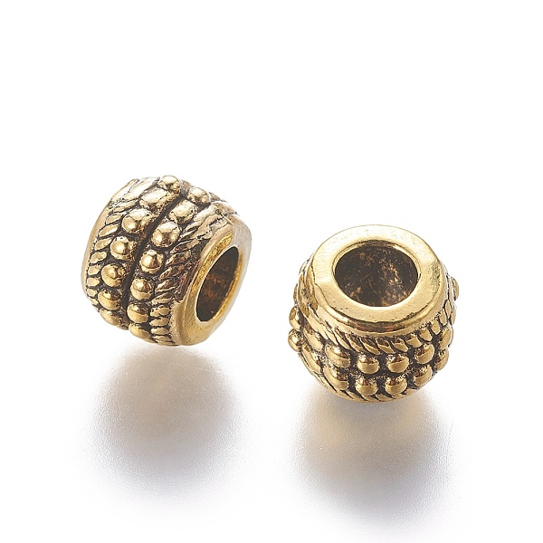 

PandaHall Tibetan Style Alloy European Beads, Rondelle, Antique Golden, Lead Free and Cadmium Free, 8.5x7mm, Hole: 4.5mm Alloy Column