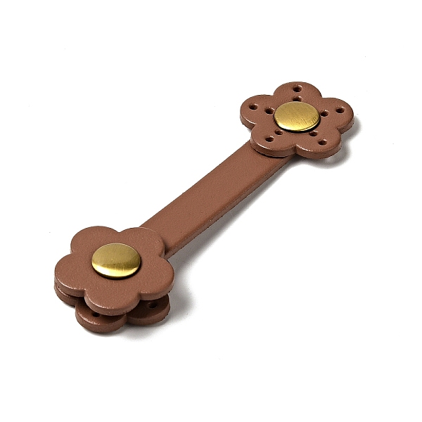 

PandaHall Flower Cowhide Leather Sew on Purse Clasps, Brass Snap Button Bag Mouth Buckle, Suitcase Bag Anti-Theft Parts, Camel, 8.45x2.5x1cm..., Brown